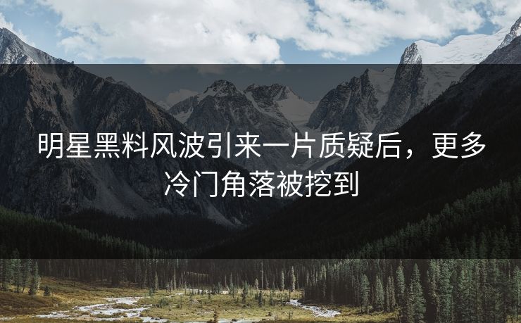 明星黑料风波引来一片质疑后，更多冷门角落被挖到
